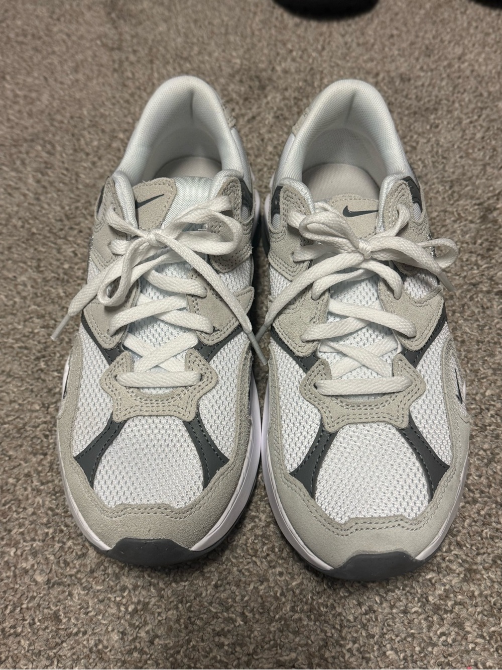 Nike White and Gray Mesh Lace-Up Sneakers